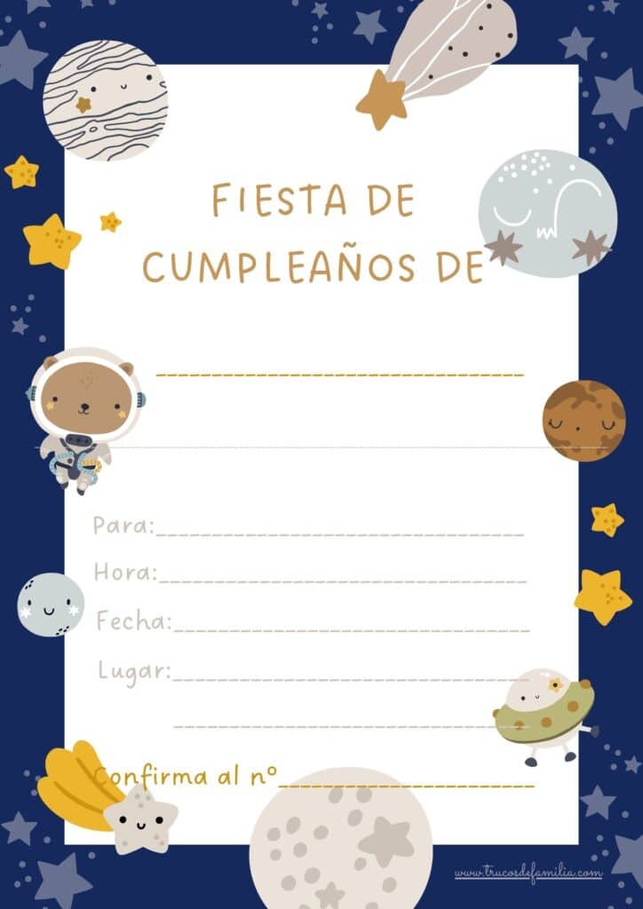 Invitación de cumpleaños 5 Espacio Cuqui